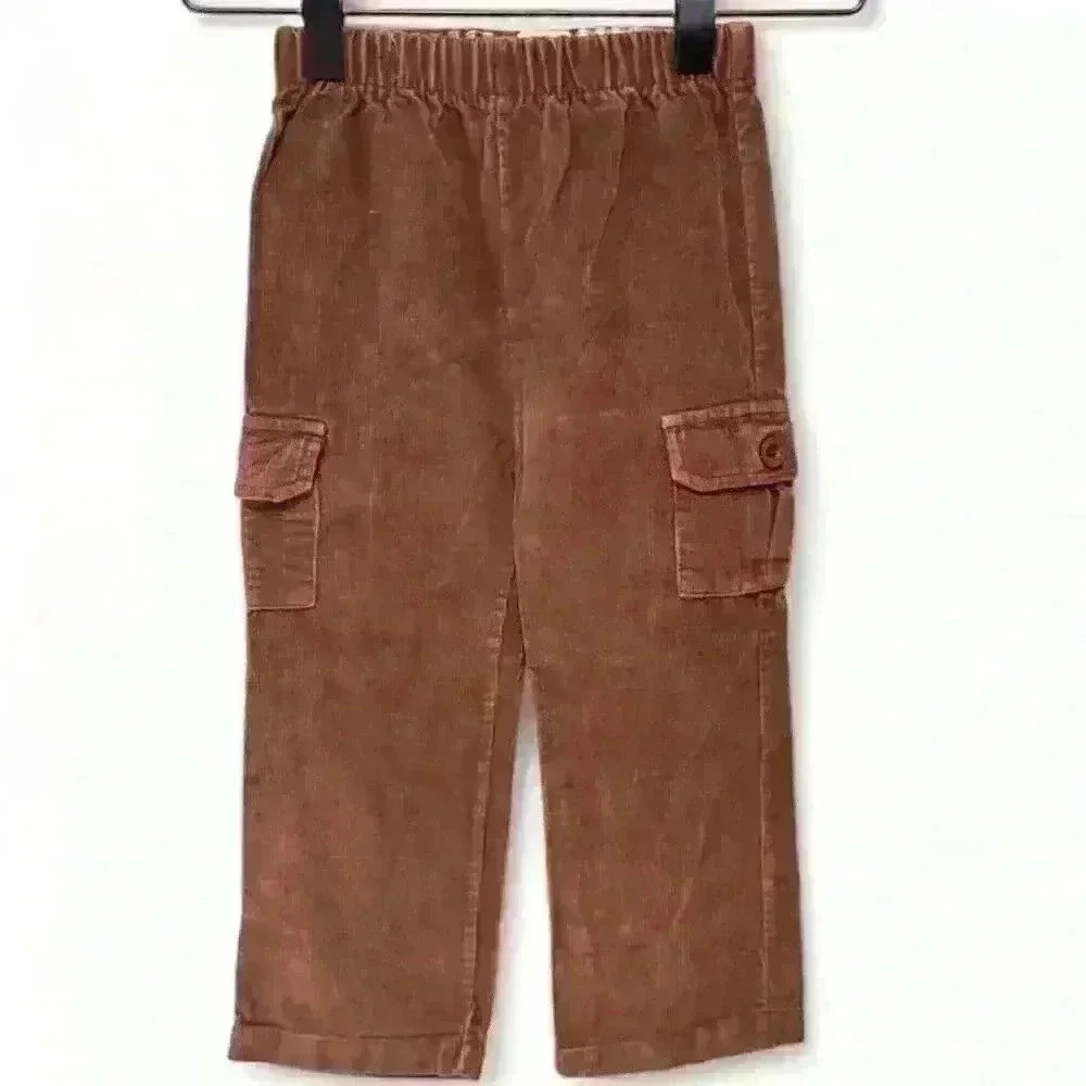 Mud Pie Baby Unisex Brown Corduroy Cargo Pants 2T/3T
